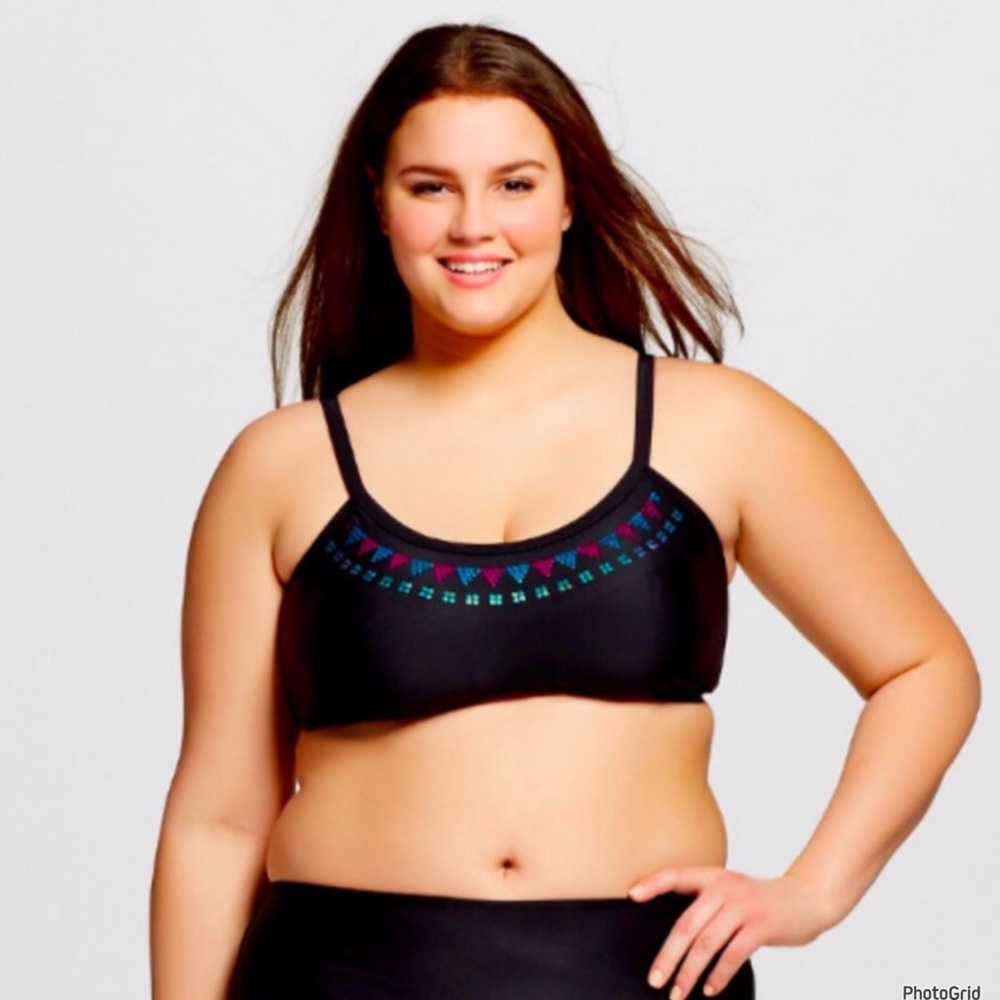 Heart and Harmony 2X plus size black swimsuit top NWT